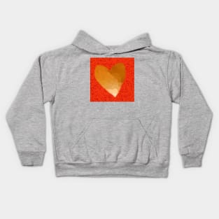 Gold Heart on Red Kids Hoodie